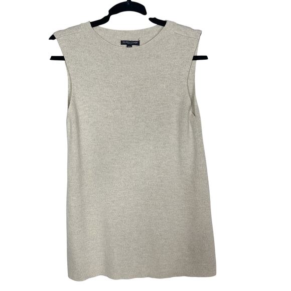 Eileen Fisher PS Petite Small Cream Wool Sleeveless Tunic Top Crew Neck F17CW - Picture 1 of 8